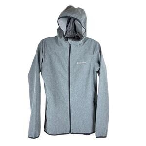 Columbia Womens Miller Peak Softshell Gray Jacket Sz Small Water Repellant Hood